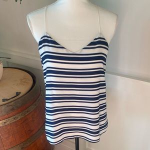 Blue and white striped blouse
